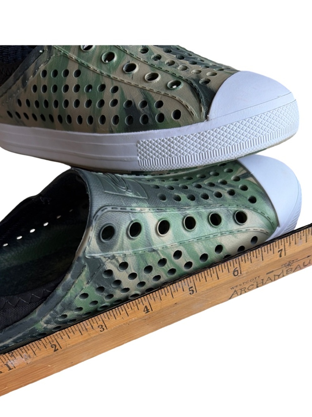 Skechers Green Camo Perforated Slip-On Sneakers with White Toe